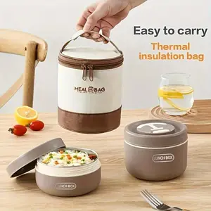 Stainless Steel Bento Lunch Box, Multi-Layer Insulated Thermos, Leakproof Lid, Large Capacity, Microwave Safe, Office & Outdoor Use, Insulated Food Container