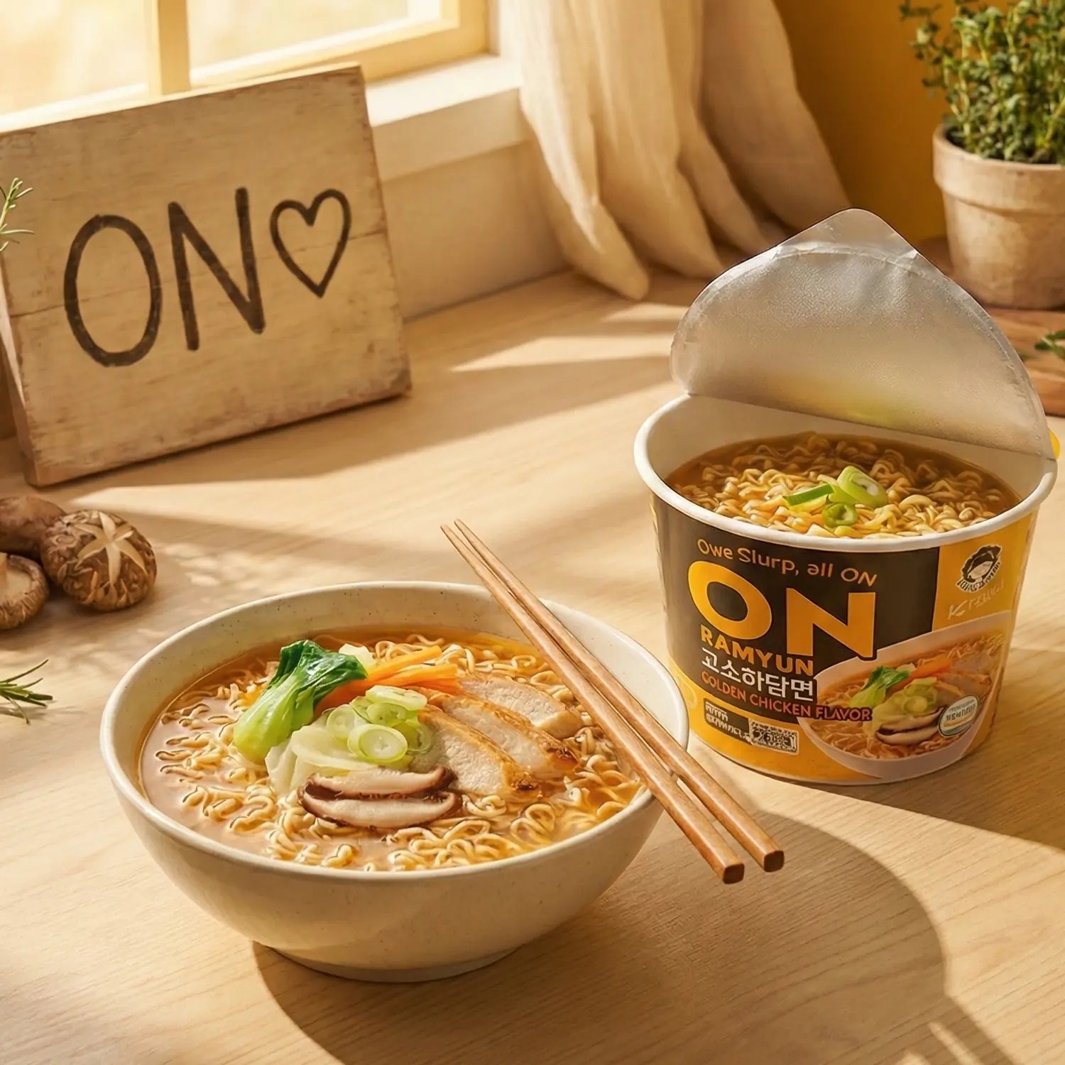 ON RAMYUN 6 PACK Korean Golden Chicken Cup Ramen (6 Cups) | Savory Non ...