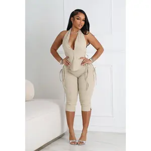 Kona Poplin Lace Up Capri Pants