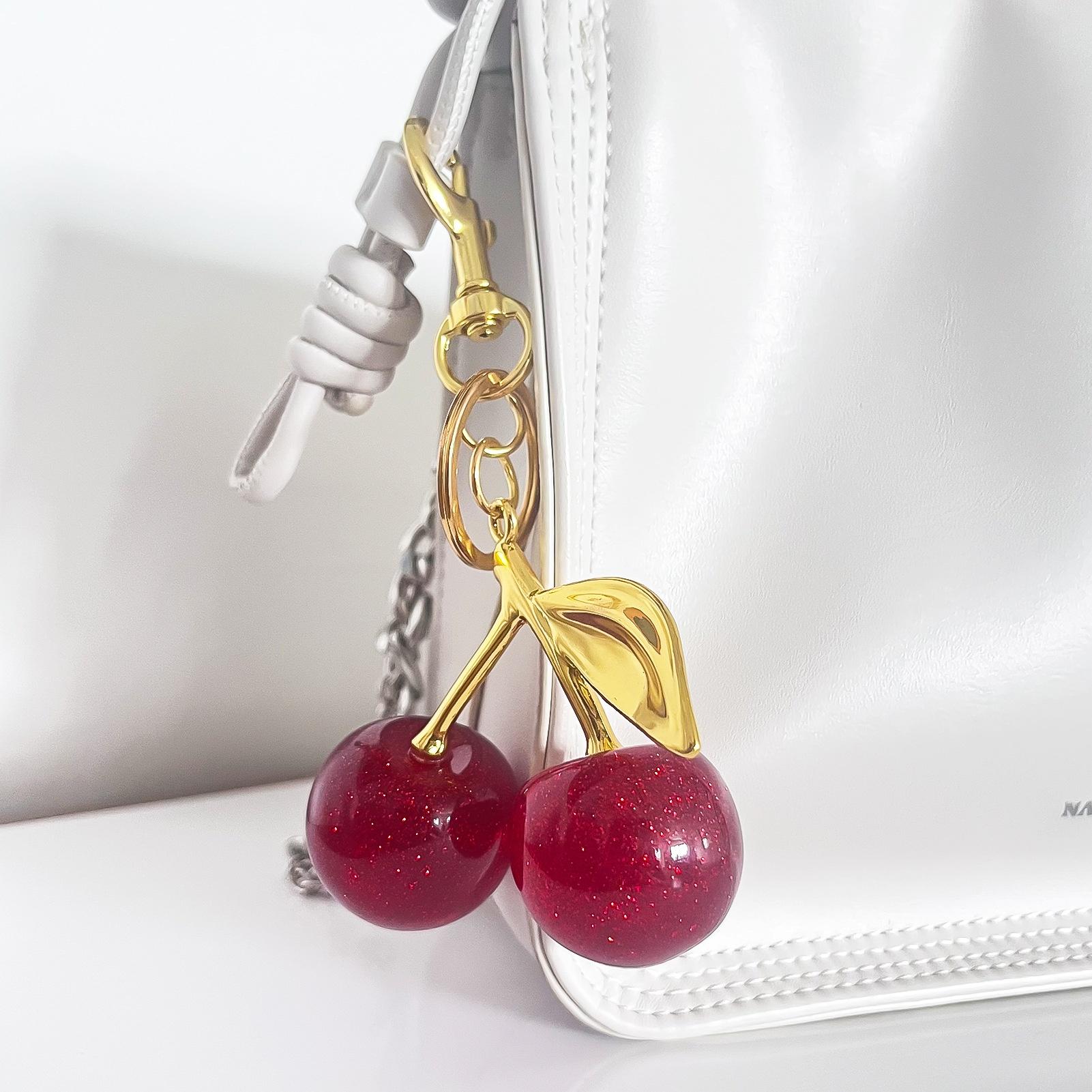 Crystal Cherry Bag Charm Keychain | Glitter Pendant Accessory | Cute Purse & Bag Keychain Crystal Cherry Bag Charm Keychain | Glitter Pendant Accessory | Cute Purse & Bag Keychain