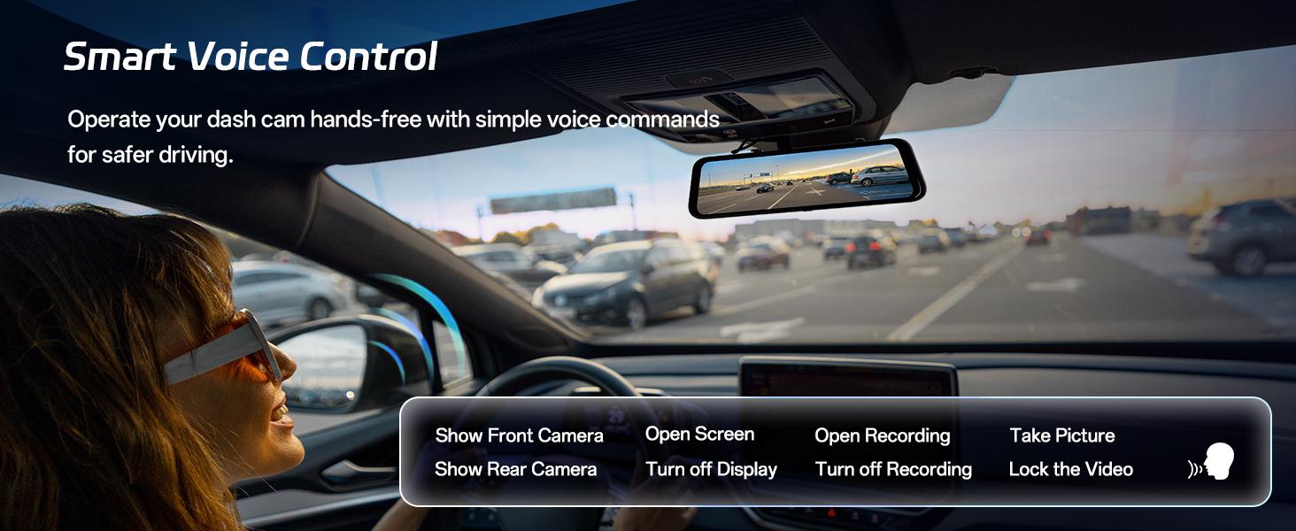 Pelsee P12 Pro 4K Mirror Dash Cam, 12'' Rear View Mirror Camera, Free 32GB Memory Card, Smart Driving Assistant w/ADAS and BSD,2160P Front and Rear Camera,Voice Control,Night Vision,Parking Monitoring detail 10