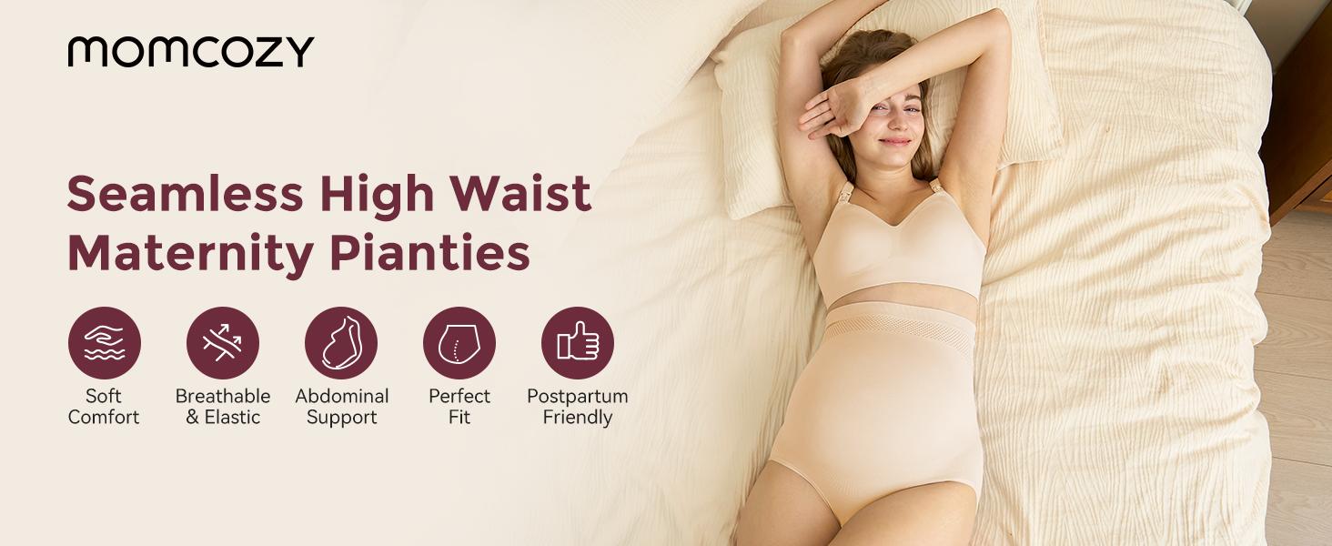 【Summervibes 】Momcozy Women's Maternity High Waist Underwear Pregnancy Seamless Soft Belly Support Panties Over Bump 3 Pack - 5 Pack tiktok shop maternity  undies