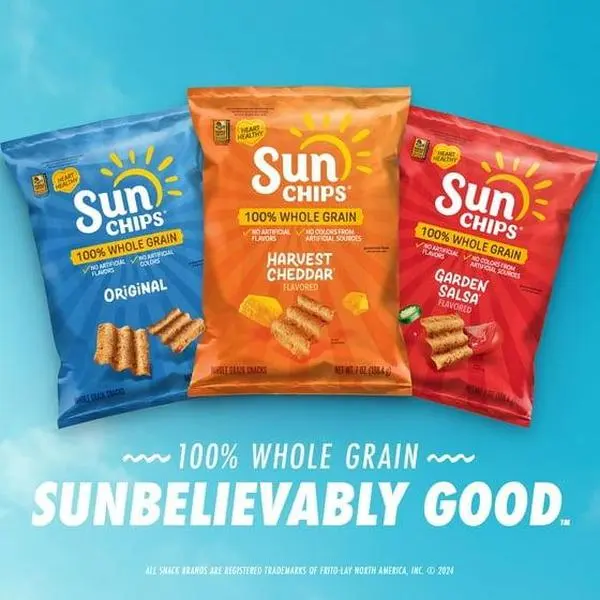 SunChips 100% Whole Grain Crispy Snacks, 4-Flavor Variety Pack (1 oz, 18 bags) - Vegetarian, Ambient, Cupboard-Stable with Paprika & Onion Powder; Includes Flamin' Hot Sabritas, Potato Cheese, French Onion, Taffy Yummy