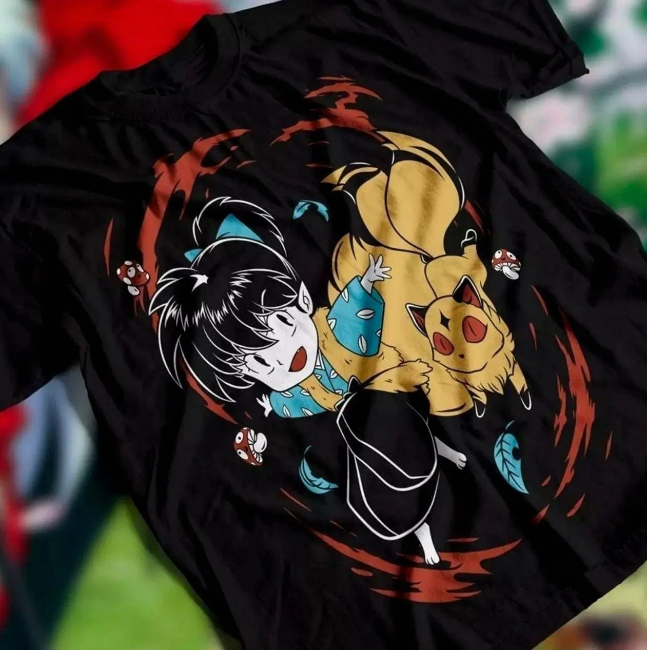 Inuyasha Sesshomaru T-shirt Red Moon Inu Yasha Kawaii Anime Tee Shirt All Size V3R W4G