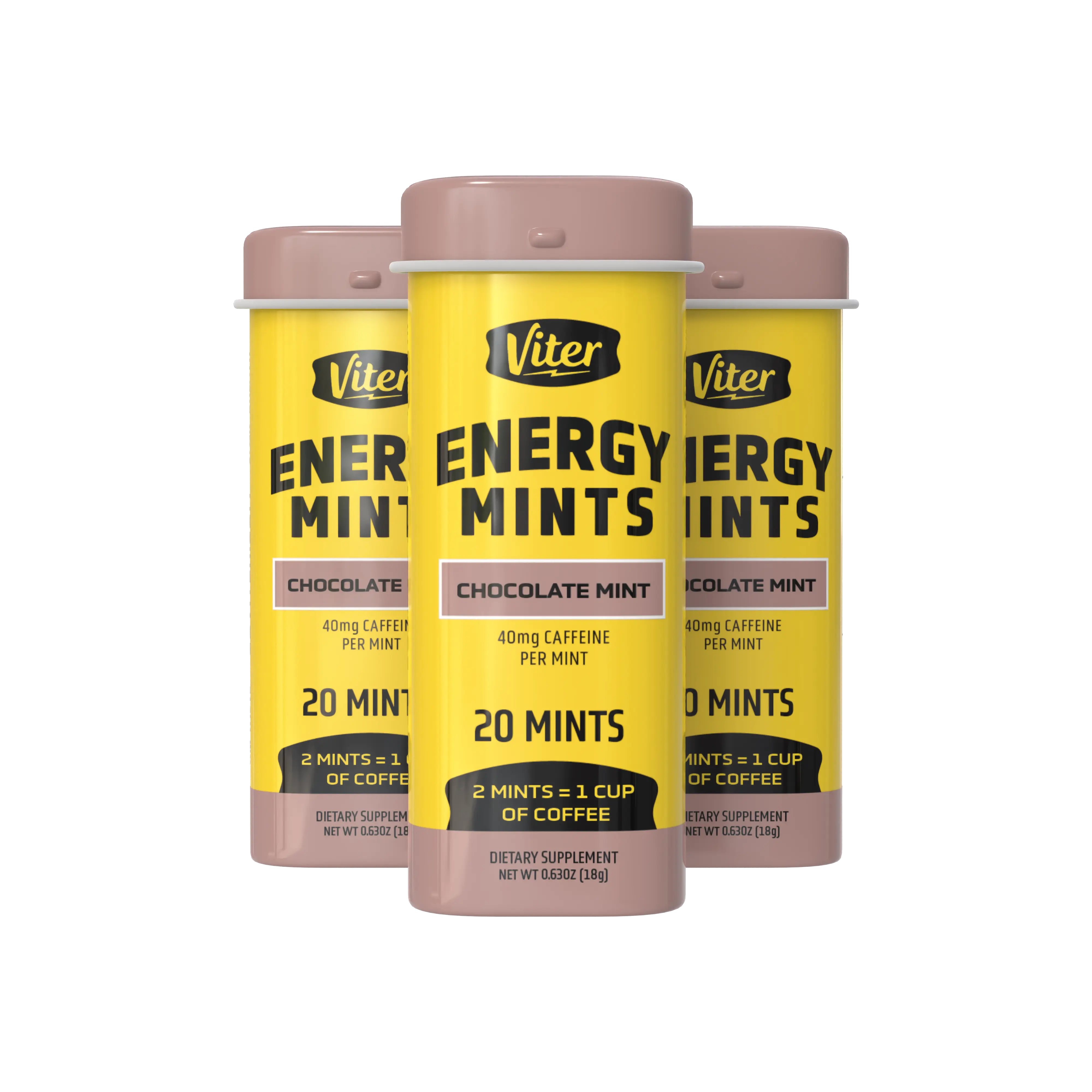 Chocolate Mint – 6 Tins | Chewable Caffeinated Mints - Sugar-Free Energy Mints for Fresh Breath & Daily Energy - Perfect for Morning Focus, Studying, Driving & Pre-Workout