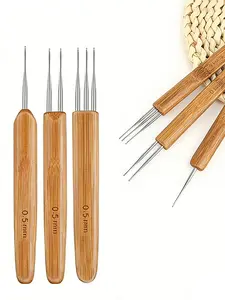 0.5mm High-Quality Wooden Handle Crochet Hook, Precise Needle Tip, Ideal for Wigs, Braiding, Hair Extensions, Handmade Crafting Tools