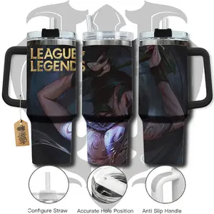 HardTimesMerch - Akali League Of Legend #1 40oz Handle Tumbler Stainless Steel Travel Mug, Game Inspired Vacuum Insulated Cup, Large Iced Coffee Tumbler, Manga Fighter Drinkware, Gamer Gift for Him Her