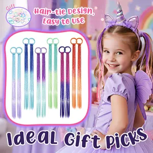 DREAMLOVER Christmas Gift 12pcs Colorful Braided Hair Ties Hair Extensions with Rubber Band Crazy Hair Day Accessories for Women