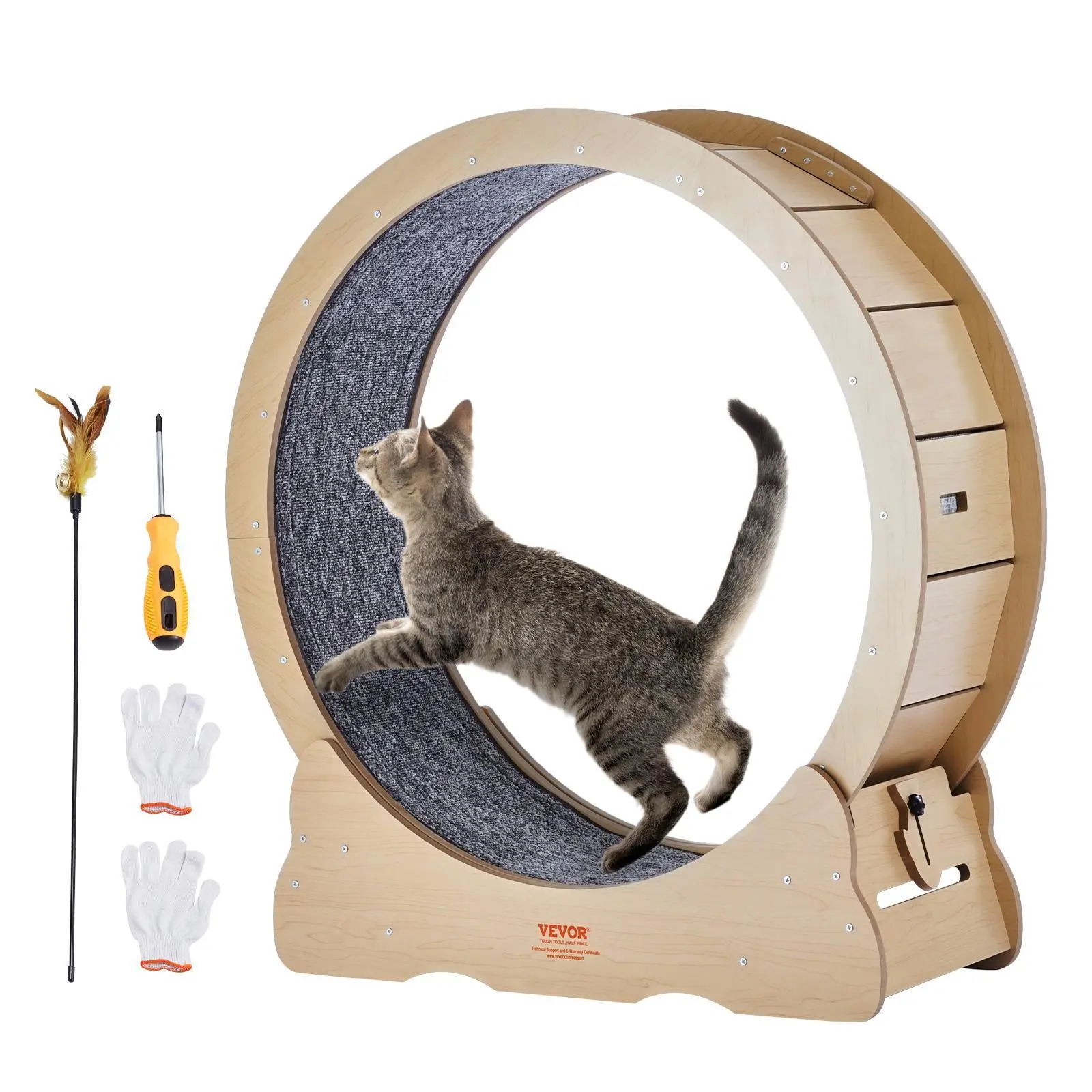 【SummerFinds】VEVOR Cat Exercise Wheel,  Large Cat Treadmill Wheel for Indoor Cats, 35.8 inch Cat Running Wheel with Detachable Carpet and Cat Teaser for Running/Walking/Training, Suitable for Most Cats