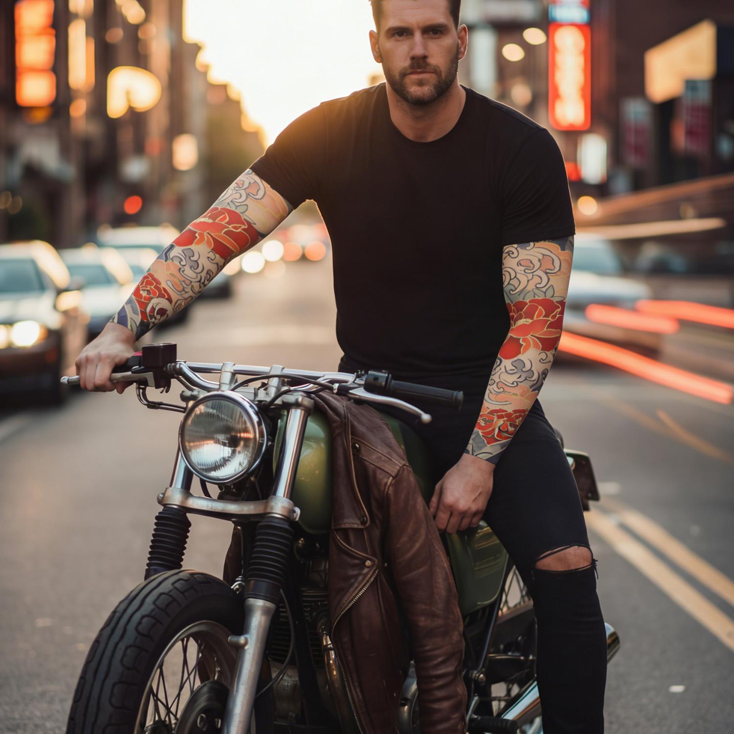 3 Pairs Per Pack Elastic Cooling Arm Sleeves with Stylish Tattoo Pattern, Effective UV Sun Protection, Breathable & Comfortable for Outdoor Activities, Cycling, Driving & Sports