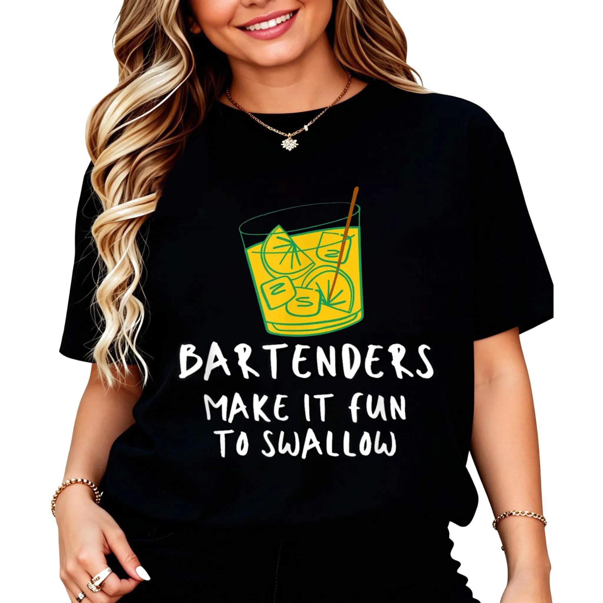 Bartenders Make It Fun To Swallow T-Shirt Women Men Unisex Clothing Streetwear
