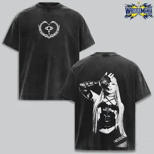 WWE Liv MorganGraphic Vintage Washed T-Shirt - Unisex Soft Cotton Sports Streetwear, Round Neck Short-Sleeve Casual Menswear, Superstars Fans Apparel, Cold Wash Gift for Enthusiasts