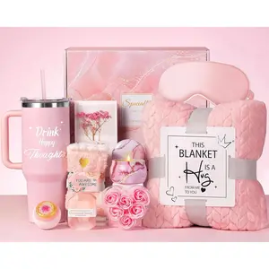 Birthday Gifts for Women Self Care Get Well Soon  Baskets, Relaxing   Set for Christmas W/Flannel Blanket & 40 OZ Tumbler for Mom Wife Grandma Her Sister Girlfriend, Valentines Mother's Day