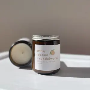 Coconut Amber + Sandalwood Candle - Notes of Coconut, Orange, Sandalwood, and Amber - Natural Soy and Coconut Wax Candle