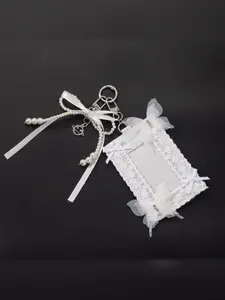 Sweet Cool Style Lace Keychain with Bow Bead Decoration, DIY Keychain Bag Phone Accessory, Suitable for Bags and Keys