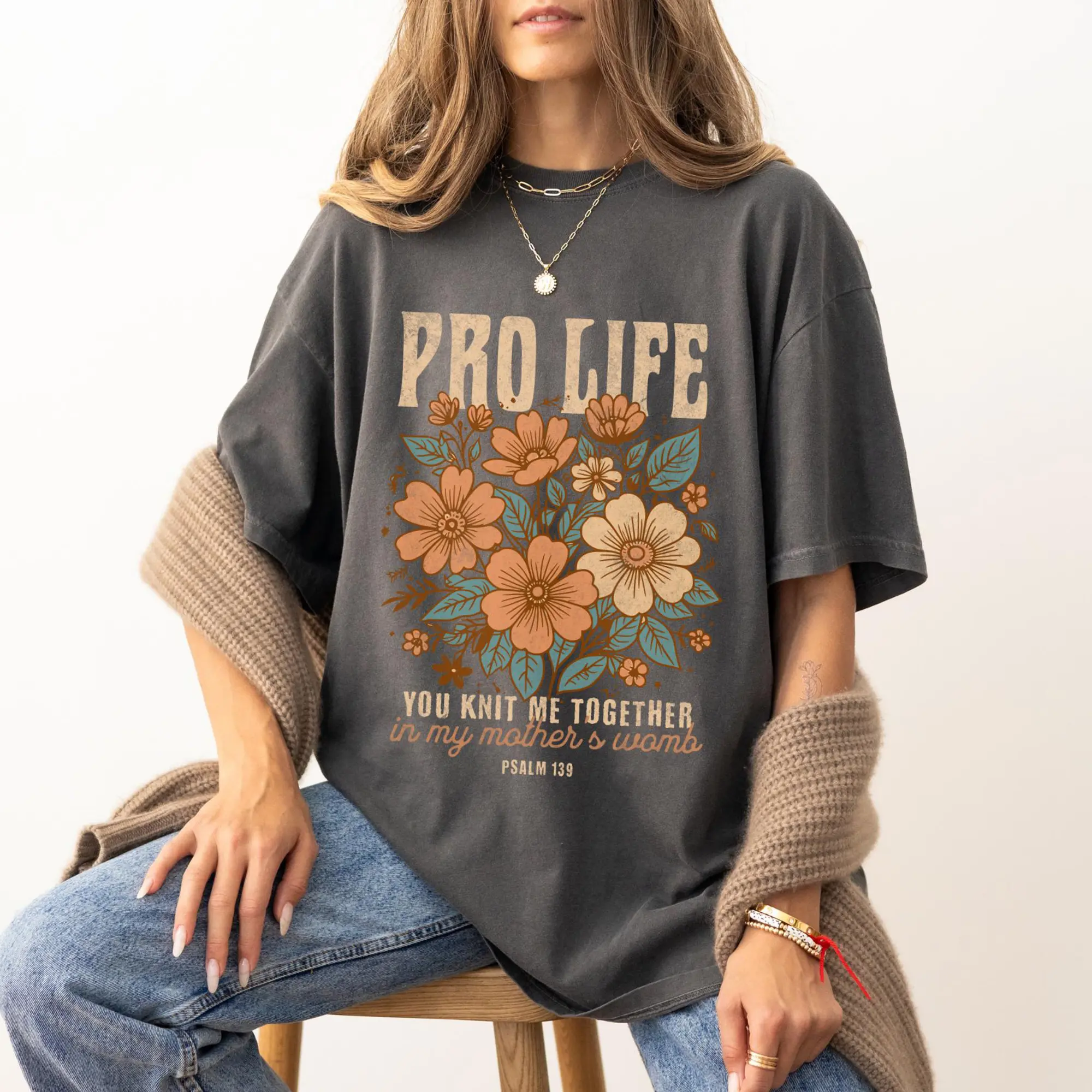 Pro Life Christian Shirt Unisex Wildflower Graphic Tee Religious Faith Save the Babies Choose Life Casual Christian Gift Shirt