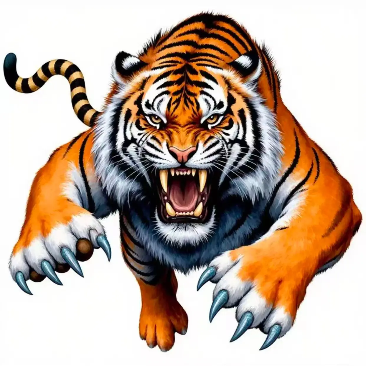 Tiger Vinyl Sticker Bright Fur Strong Stripes Blue Blades Car Laptop Bottle Truck Phone Motorcycle Window Wall Glass Decal Sticker Car Decals For Cars Motorcycle Stickers