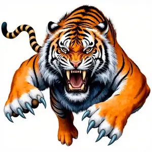 Tiger Vinyl Sticker Bright Fur Strong Stripes Blue Blades Car Laptop Bottle Truck Phone Motorcycle Window Wall Glass Decal Sticker For Cars