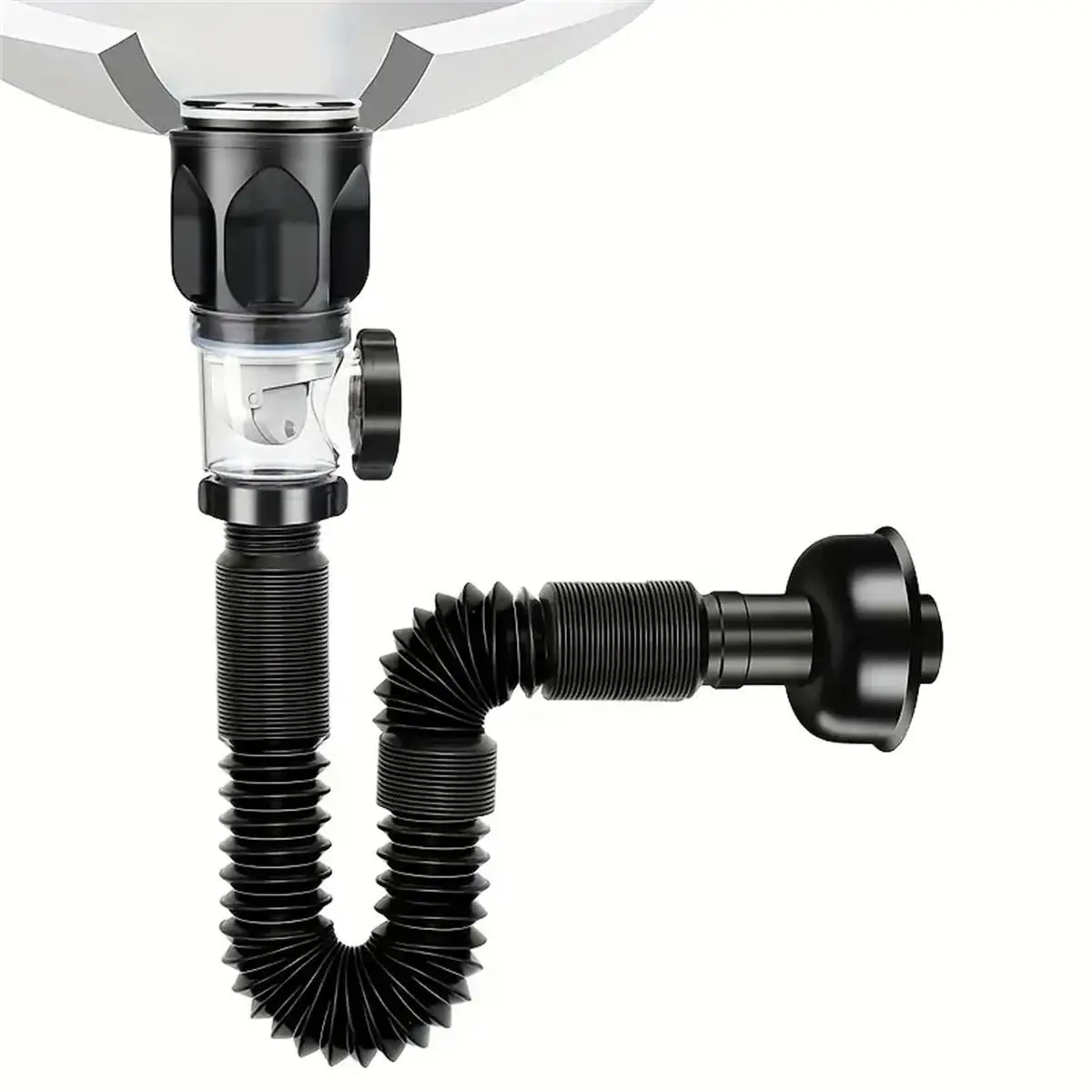 Bathroom Sink Drain with Stopper (1 Count), Anti Odor Expandable Flexible Universal Sink Drain Pipe, Sink Drain for Bathroom Sink, Kitchen Sink, Wash