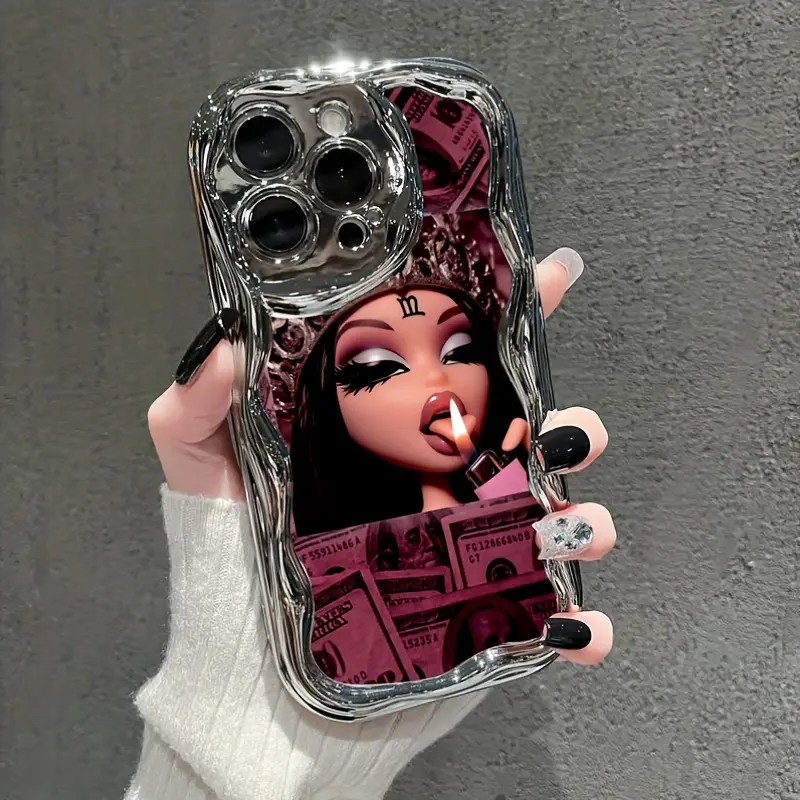Phone Case - 1 Style Elegant Luxurious Cartoon Girl Creative Design Plated Phone Case Cover, Aesthetic Full Coverage Anti-Fall Protection Case Suitable for iPhone 17,16,15,14,13,12,11,Pro,Max,Plus Phone Cover