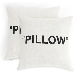 Hypebeast Room Decor,  Inspired Pillow Quotation Decorative Throw Pillow Cover, Sneakerhead Decor, Square Cushion Case for  Sofa Couch Decoration (White, 16"x16", Set of 2)