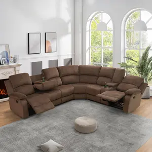 Brown Pineapple Fabric 3-Piece Intelligent Recliner Sofa Set, Modern Upholstered Couch for Living Room, Soft Comfortable & Sturdy Furniture for Home, Apartment & Family Space