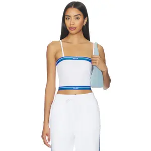 GCDS Logo Tape Mini Top in Optic White Blue