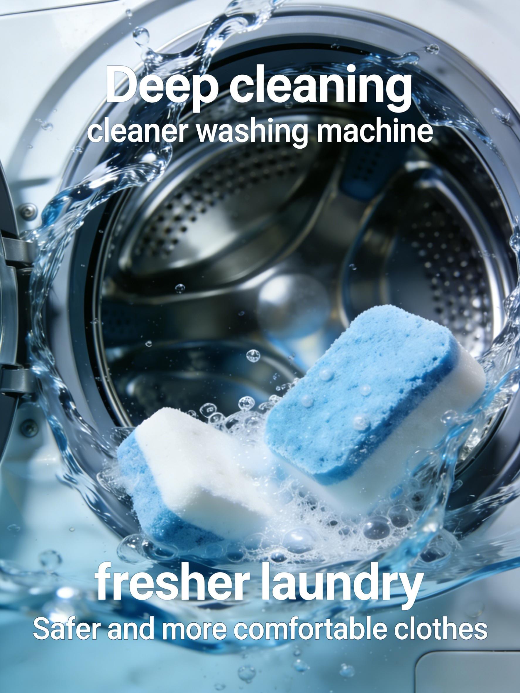 Washing Machine Cleaner Descaler 12 Pack Deep Cleaning Tablets For HE Front Loader & Top Load Washer, Septic Safe Eco-Friendly Deodorizer, Clean Inside Drum and Laundry Tub Seal