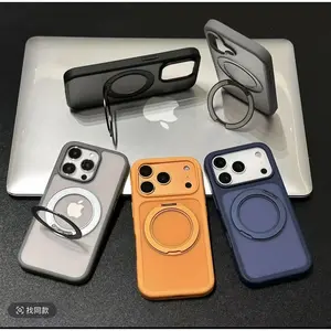 Magnetic Phone Case with 360 °   Rotating Ring Stand, Matte Frosted Back, MagSafe Compatible Slim Protective Cover for iPhone 12–17 Series