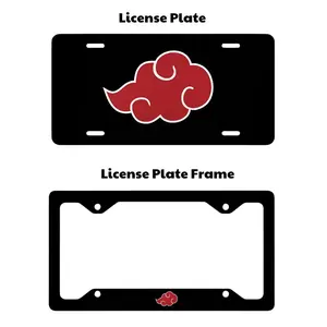 Akatsuki License Plate, License Plate Frame, Anime Style Front Tag Plate for Trucks and Cars, Front Tag Plate with Matching Frame, Truck Accessories, Gift