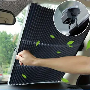 Protect Your Car from the Sun with This Retractable Windshield Sunshade - With Suction Cups for Easy Installation!
