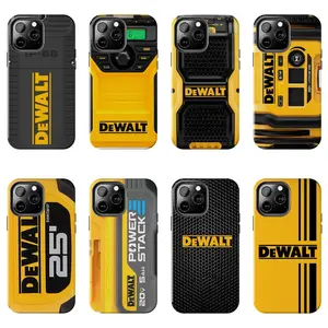 Dewalt Phone Case - Heavy Duty Construction Aesthetic Tough Case - Industrial Yellow & Black Rugged Protection - Phone Cover for iPhone 7-17 Pro Max / for Samsung S21-S25 Ultra