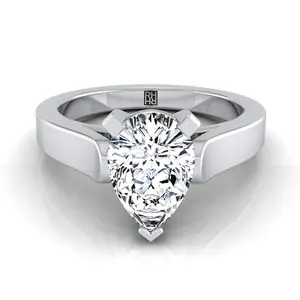 Cathedral Squared Edge Solitaire Pear Shape Engagement Ring Setting in Platinum