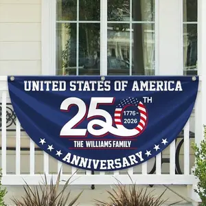 Custom United States of America Semicircle Fence Flag, Patriotic 250th Anniversary 1776 2026 Outdoor Flag, USA 250 Years Freedom Yard Banner