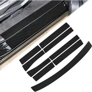 Bilisin 9PCS Car Door Sill Protector Compatible with Honda CRV 5th Gen 2017-2022,Carbon Fiber Leather Auto Trunk Door Sill Entry Guard Scratch Protector Accessories