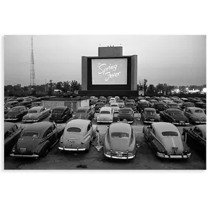 Vintage Drive In Movie Theatre Poster Wall Art Painting Canvas Aesthetics Art Suitable Bedrooms Dormitories Libraries Reading Rooms Bathrooms Decor