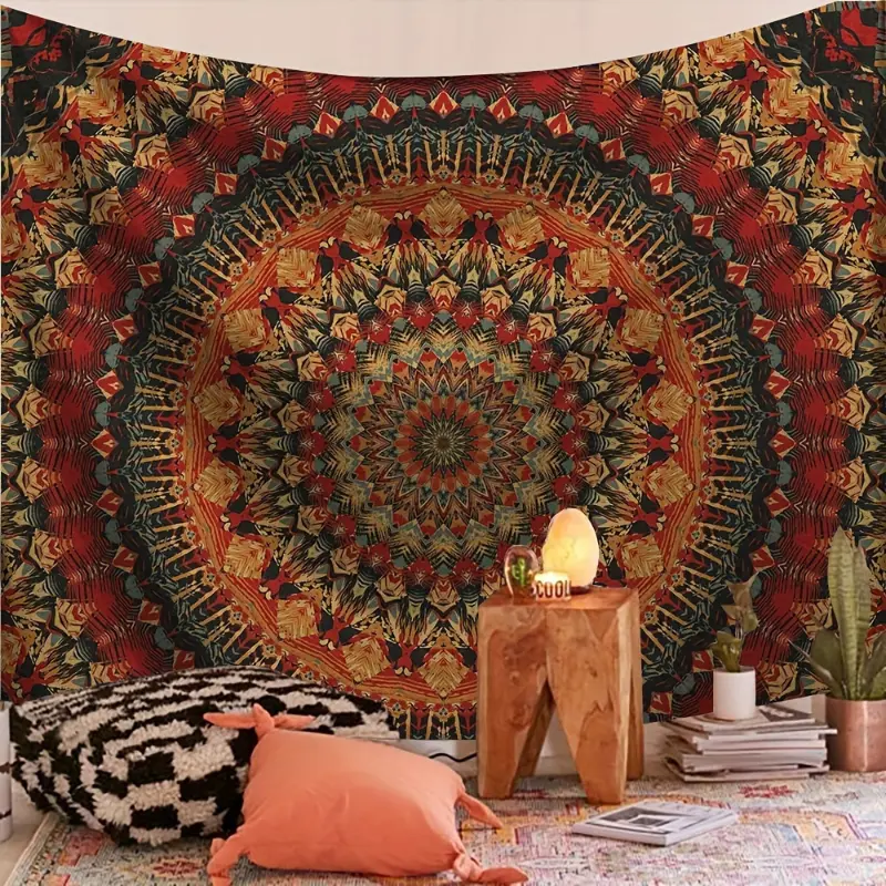 1pc Boho Mandala Meditation Wall Tapestry - Wall Hanging Decor for Bedroom, Living Room, Indoor Use - Spiritual Bohemian Tapestry - Easy Installation | Durable Tapestries | Peach Skin Fabric | 100% Polyester | Gift Tapestry | Housewarming G
