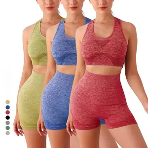 Seamless Scrunch Butt Leggings Set for Women 2 Piece Buttery Soft Workout Set with Ribbed Tank Top & High Waist Lifting Shorts Tummy Control Squat Proof Athleisure