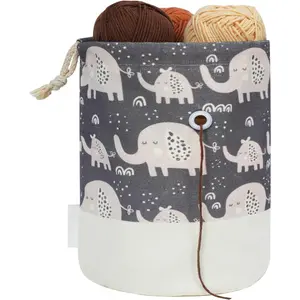 Small Crochet Bag Organizer, Drawstring Storage Knitting Bags, Portable Mini Elephant Yarn Holder for Crocheting Project, Store Skein Ball,  Accessories