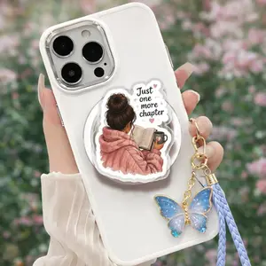 Book Lover MagSafe Phone Grip, Reading Girl Magnetic Stand Holder