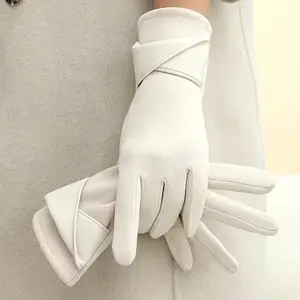Women's Elegant Brown Winter Gloves With Beige & Grey Accents, Thermal Insulated Warm Lining, Buckle Closure And Reinforced Palm, Ideal for Cycling, Outdoor And Daily Use Christmas Gift