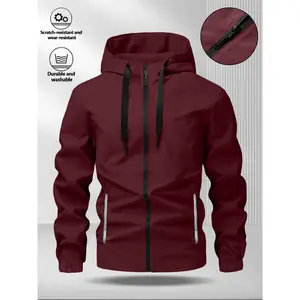 Men's Anti-Scratch Wearable Hooded Jacket, Durable Washable Outdoor Casual Windproof Coat, High-Quality Zipper Fitted Outerwear