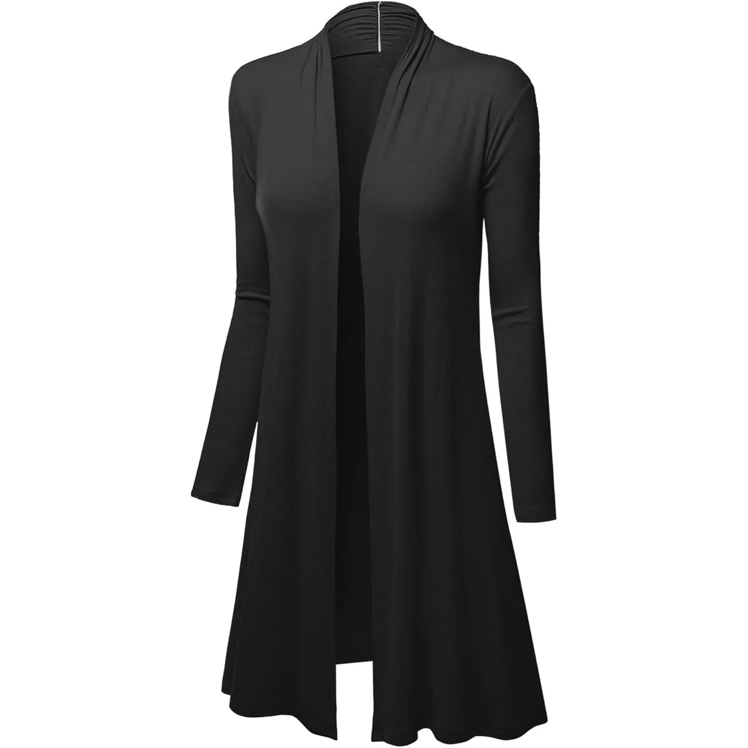 Women's Draped Duster Cardigan, Soft Open-Front Knitting with Longsleeves, Lightweight Rayon Blend Casual Clothes, Long Sleeve, Knitwear, Lady, Full-Length, Tops, All Seasons, Solid Colors, Multi-Size