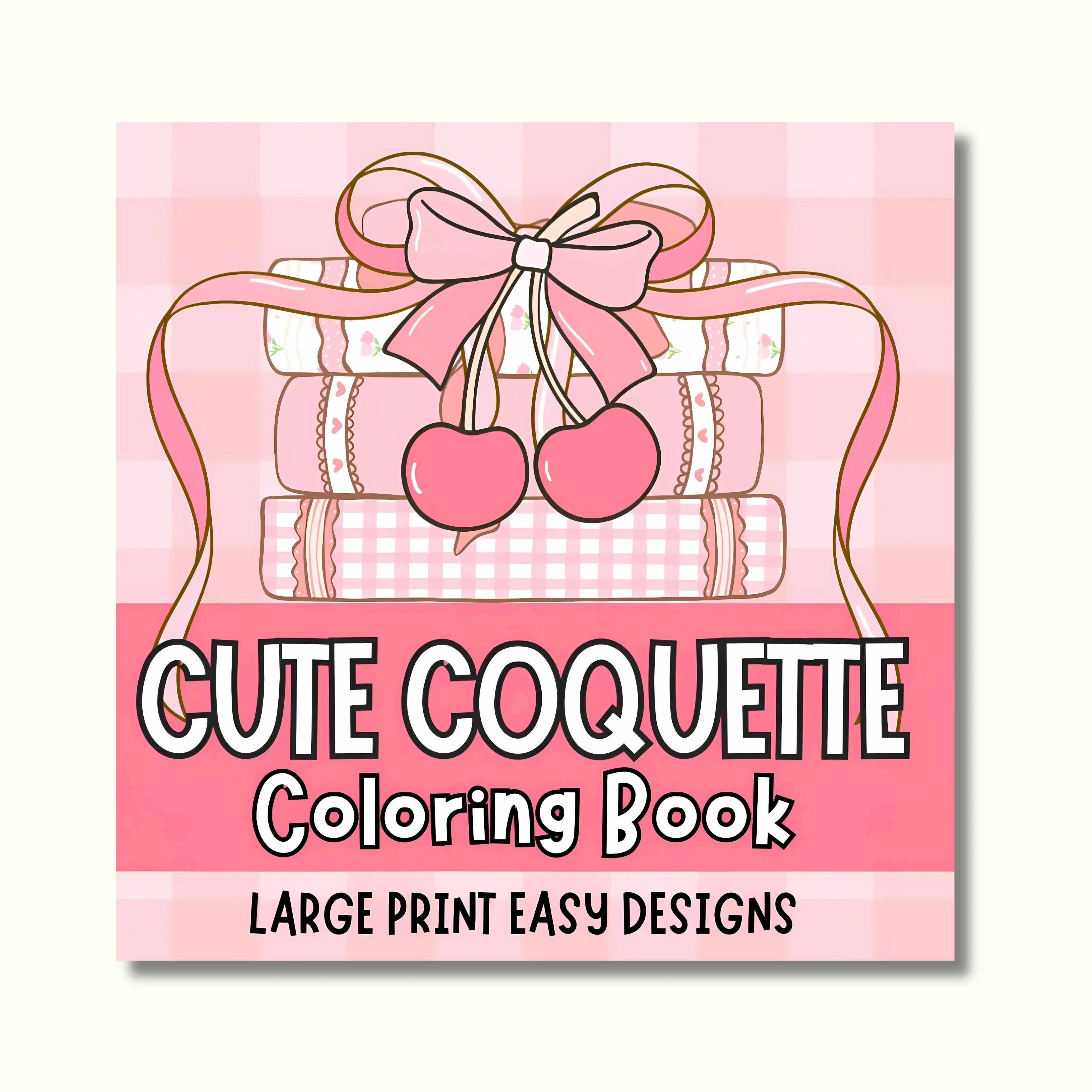 Adult Coloring Book for Beginners - English Whimsical Coquette Style, Bows & Strawberries Designs, Large Print, Bold Simple Art, Stress-Free Relaxation, Cute Coloring Option, Unique Accessible Gift for Creativity (Literature & Art, Painting & Design Book)
