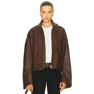 GRLFRND Romy Leather Jacket in Chocolate Brown