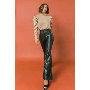 Faux Leather Bell Bottom Pants