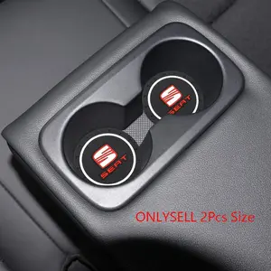 2Pcs Car Badge Logo Emblem Silicone Cup Water Coaster Car Water Cup Slot Anti-Slip Dustproof Mat Car Interior Decor Car Accessories Suitable for SEAT Leon 2 mk2 5f FR Ibiza 6f 6l Cupra Leon MK3 MK2 Mk1 Altea Ibiza Toledo Cordoba Alhambra Exeo
