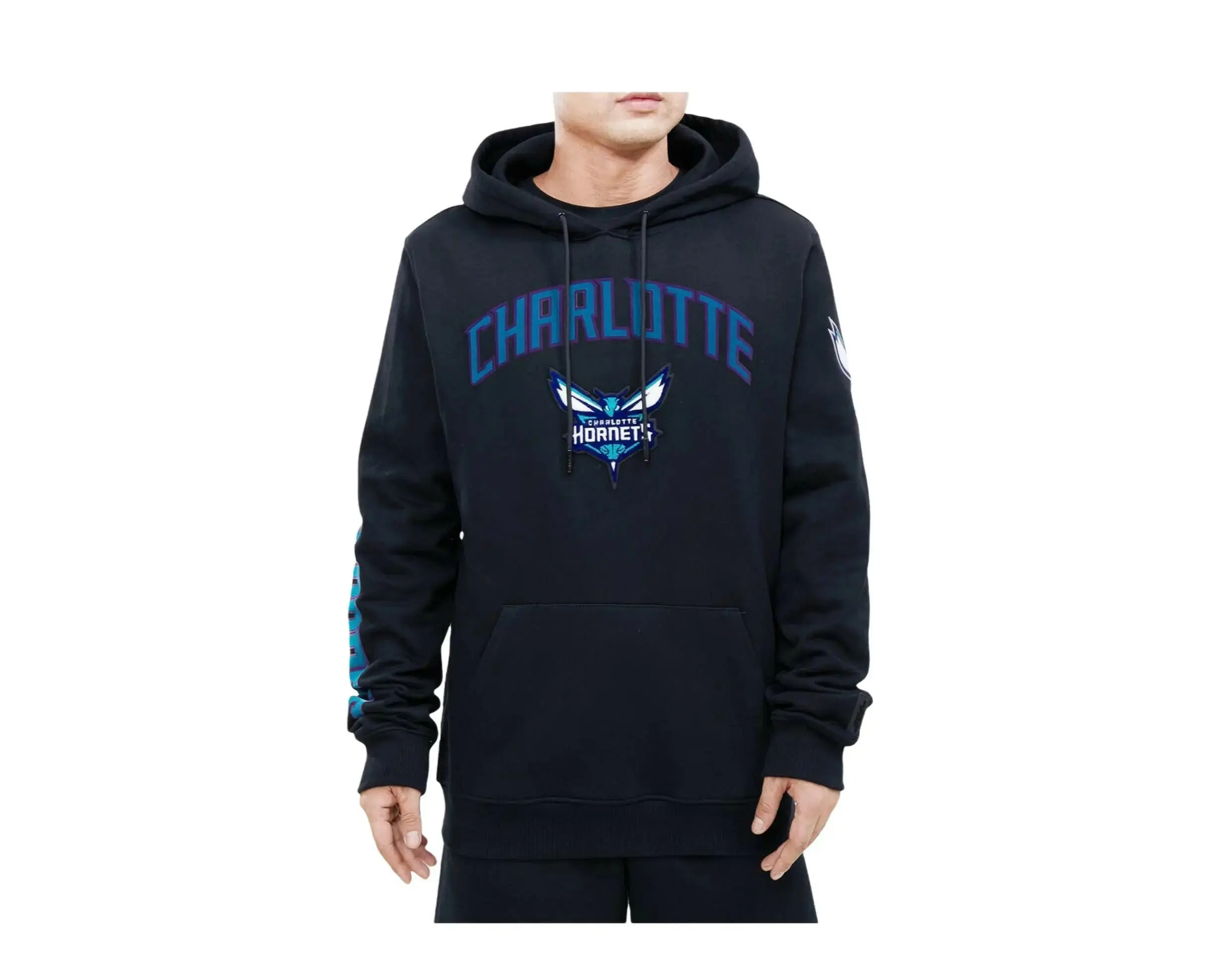 Pro Standard NBA Charlotte Hornets Stacked Logo Pullover Hoodie in Black | Men's