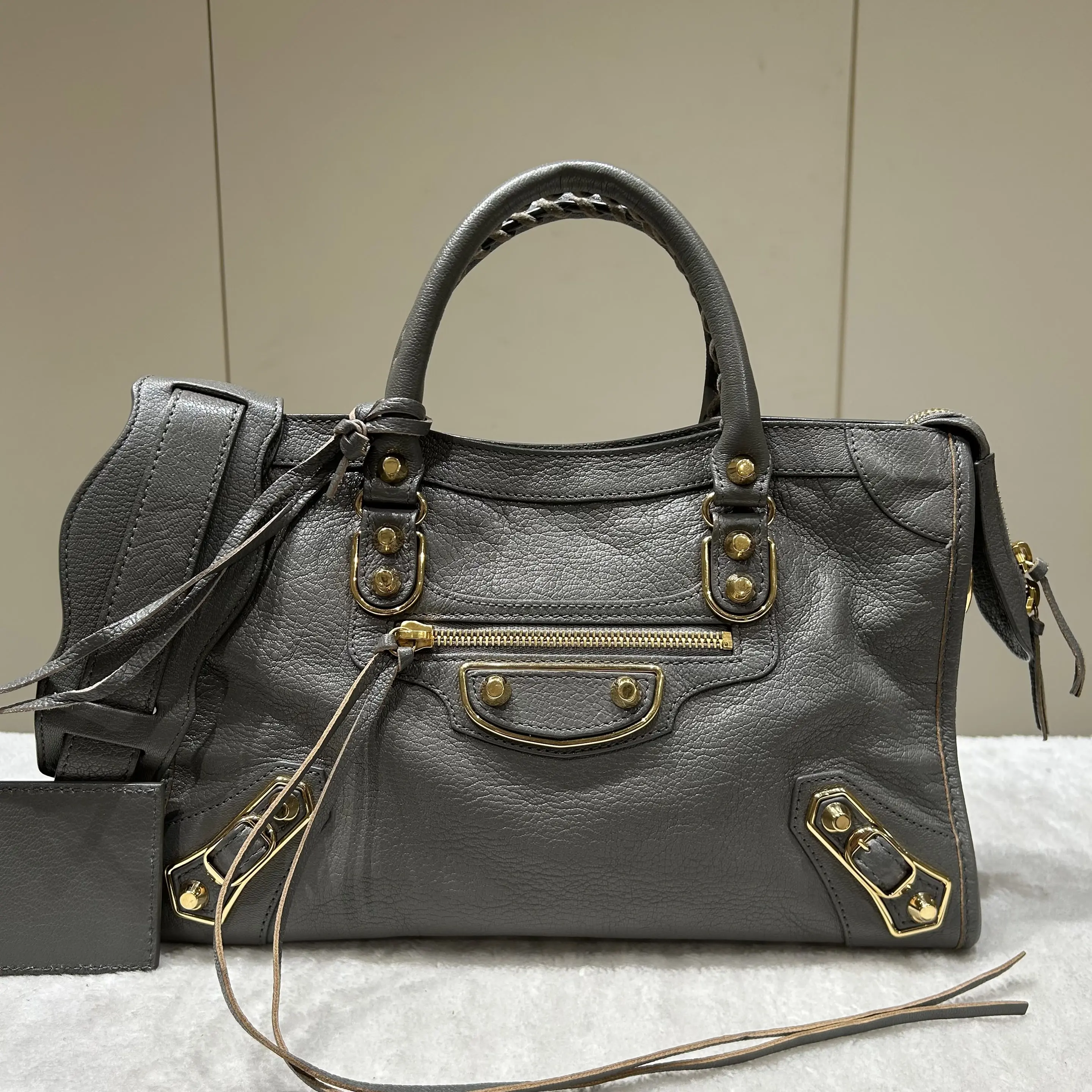 Pre-owned Balenciaga leather Tote Bags Classic City Grey Lambskin Gold Hardware 94203345