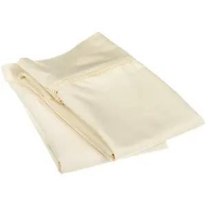 212 MAIN King-Size Egyptian Cotton 1200 Thread Count Solid Ivory Pillowcase Set with Egyptian Cotton Sheets, Sheets Egyptian Cotton